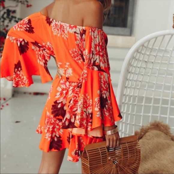 Off Shoulder Floral Romper - Picture 3 of 5